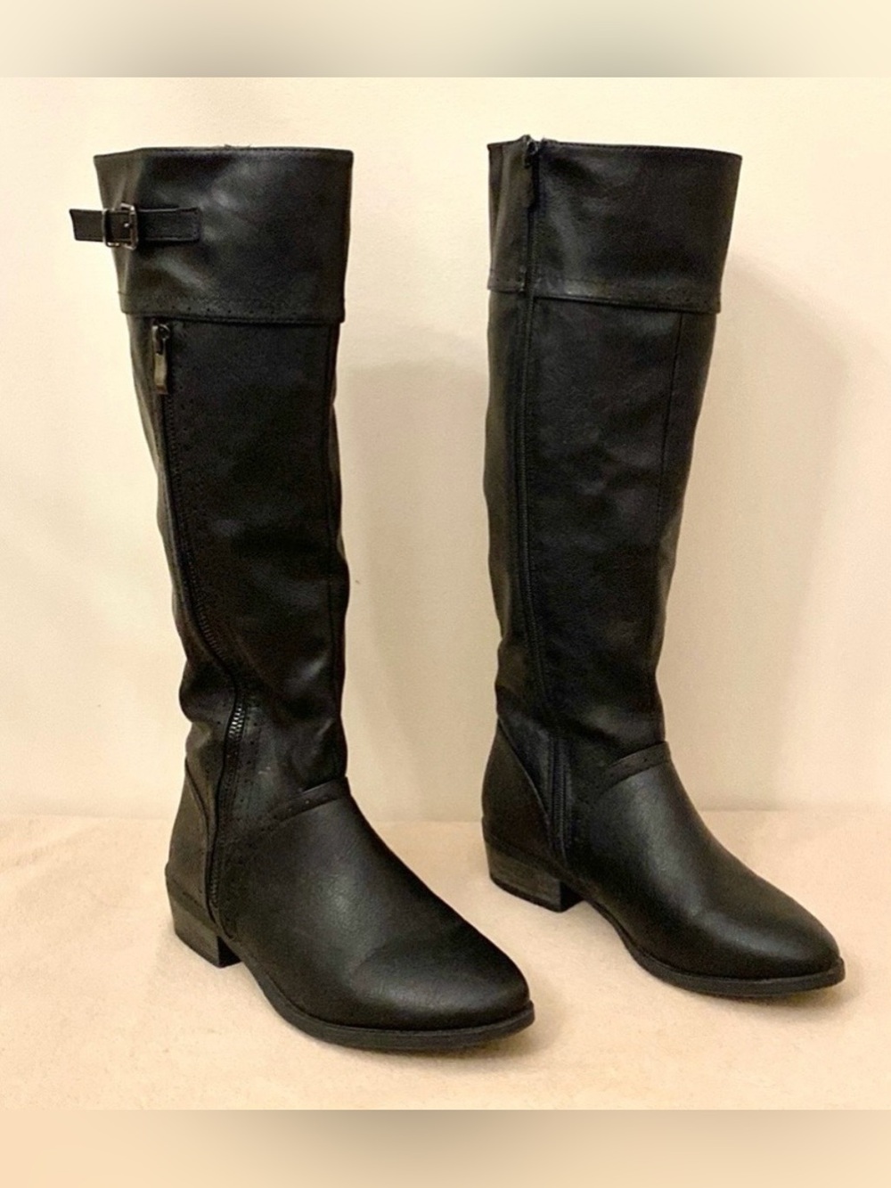 Dream Pairs Black Koson SZ 6.5 Chic Minimalist Cozy Knee High Winter Riding Boot